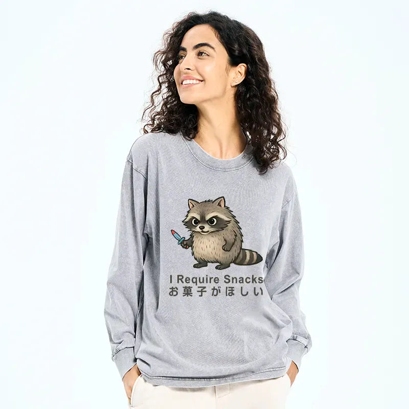 funny japanese washed long sleeve t-shirt