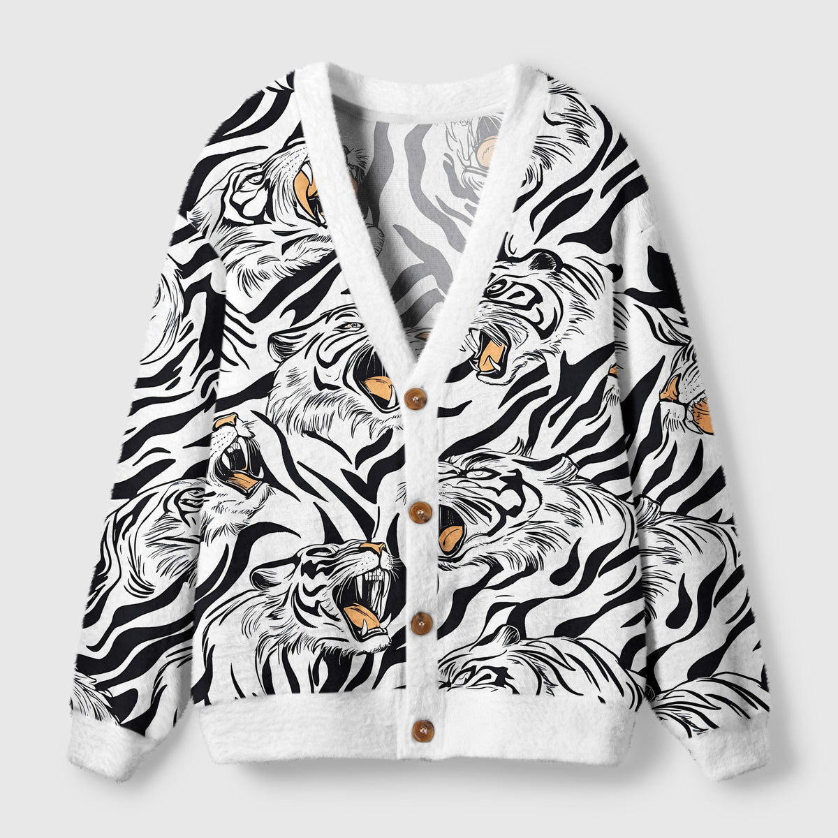 Kyoto-Lion Roaring Tiger Ugly Cardigan Sweater
