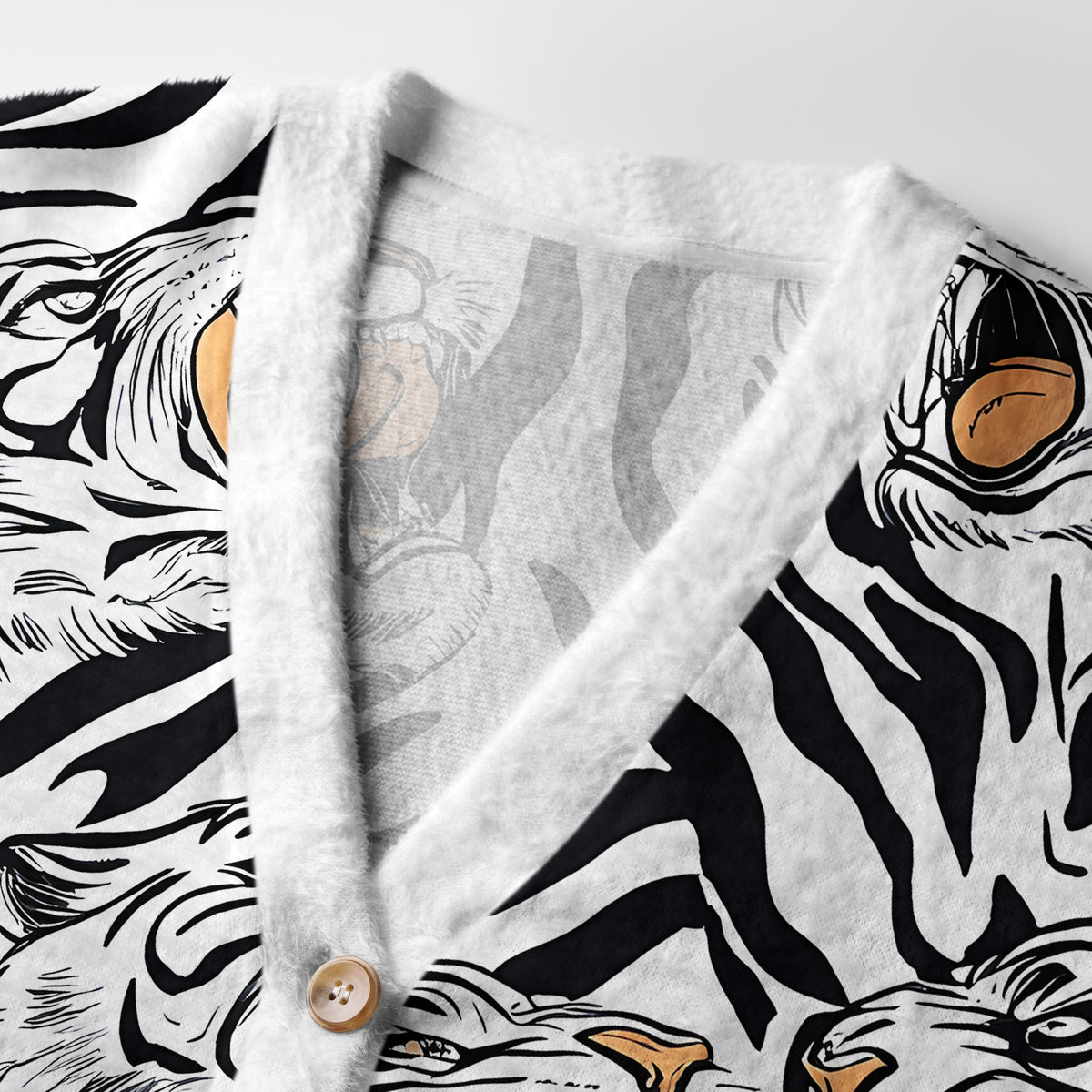 Kyoto-Lion Roaring Tiger Ugly Cardigan Sweater