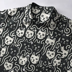 Kyoto-Lion Cute Feline Gathering Button-up Shirt