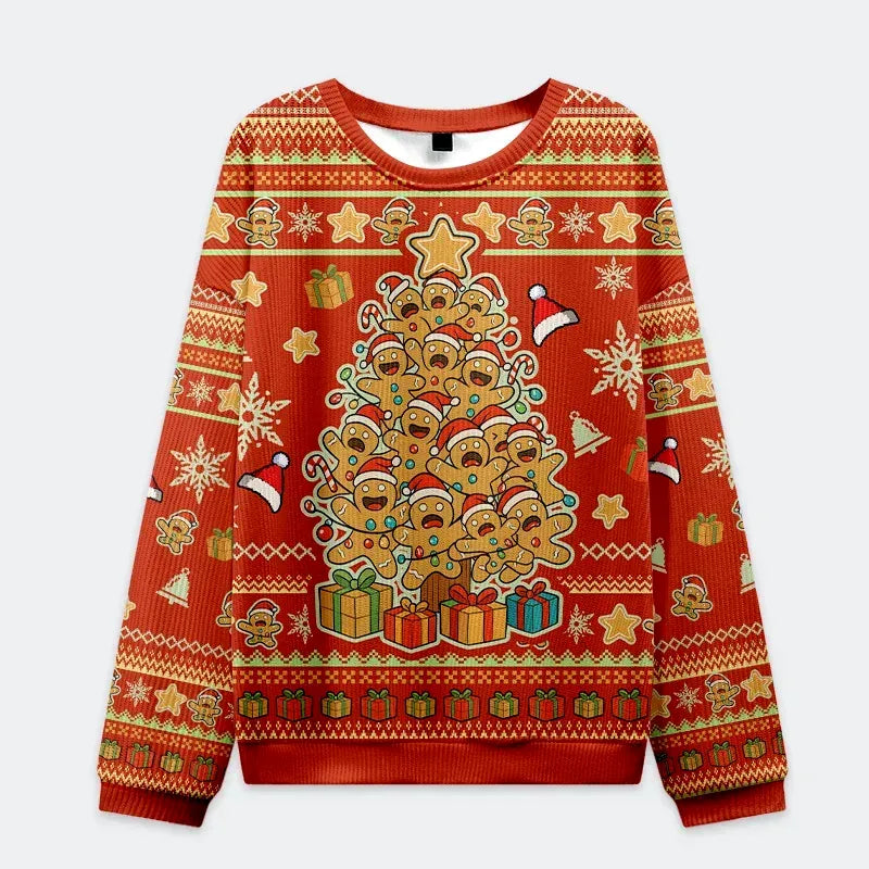 Kyoto-Lion Gingerbread Man Tree Christmas Ugly Sweatshirt