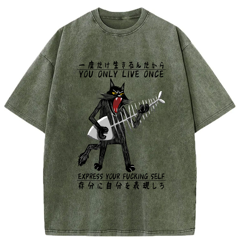 Kyoto-Lion You Only Live Once Washed T-Shirt