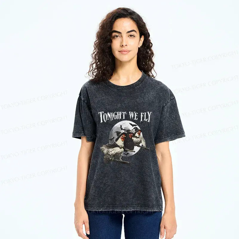 Kyoto-Lion Magic Flying Chicken Washed T-Shirt