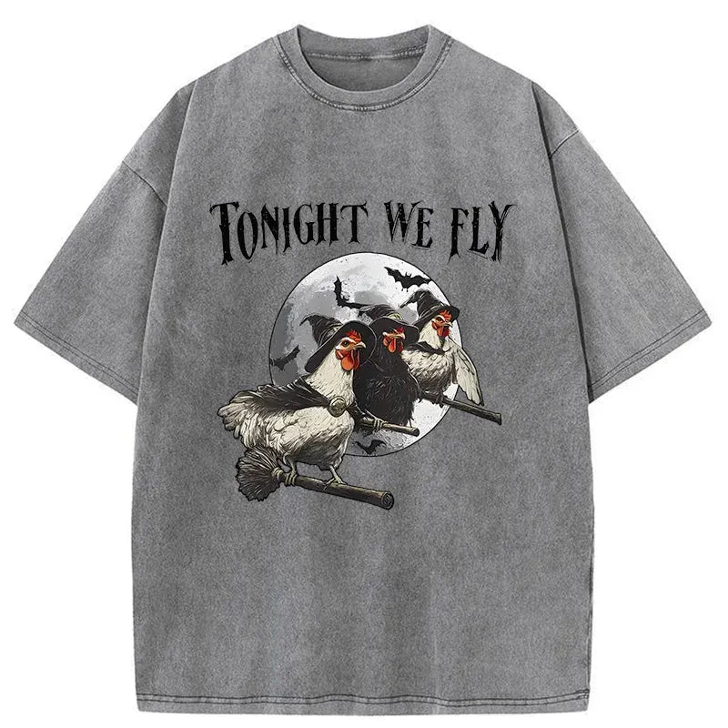 Magic Flying Chicken Vintage Tee for Summer