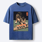 Kyoto-Lion Cute Cat Trying To Steal Sushi Washed T-Shirt
