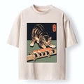 Vintage Washed Cat T-Shirt for Summer