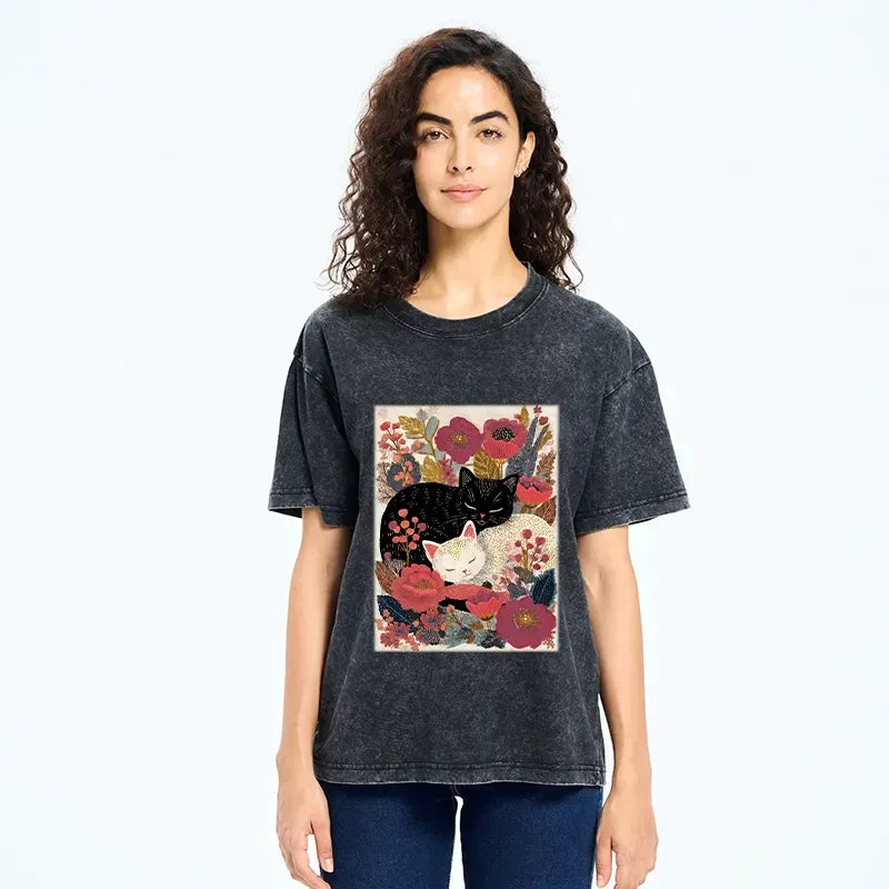 Japanese vintage sleeping cats tee