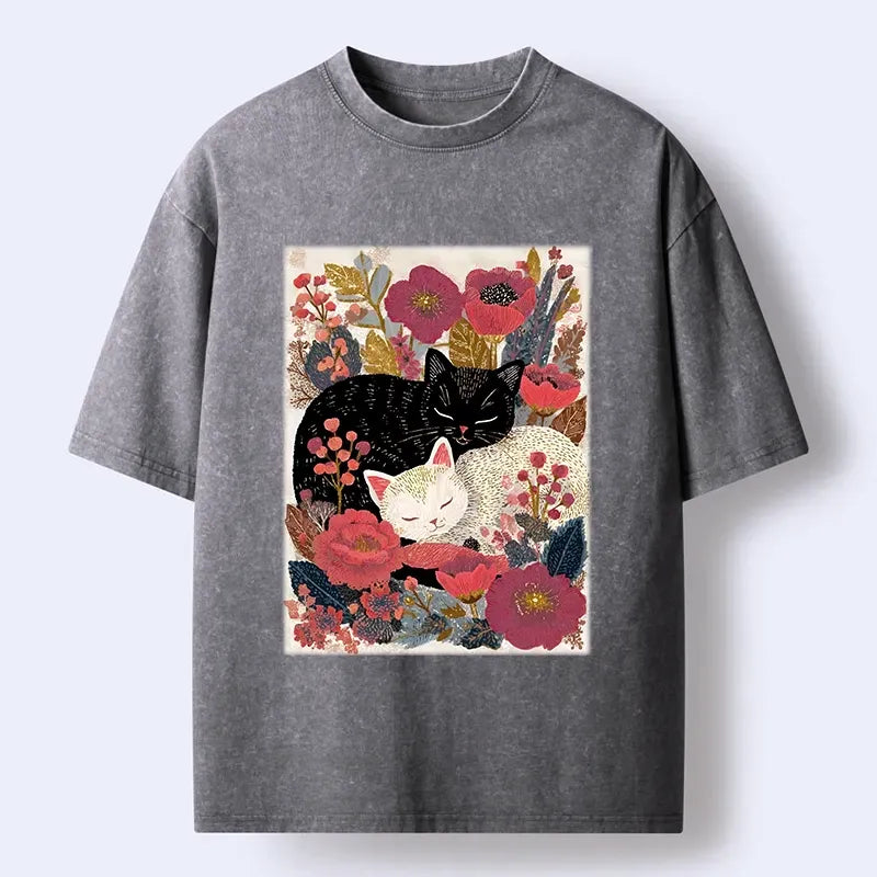 Japanese vintage sleeping cats tee