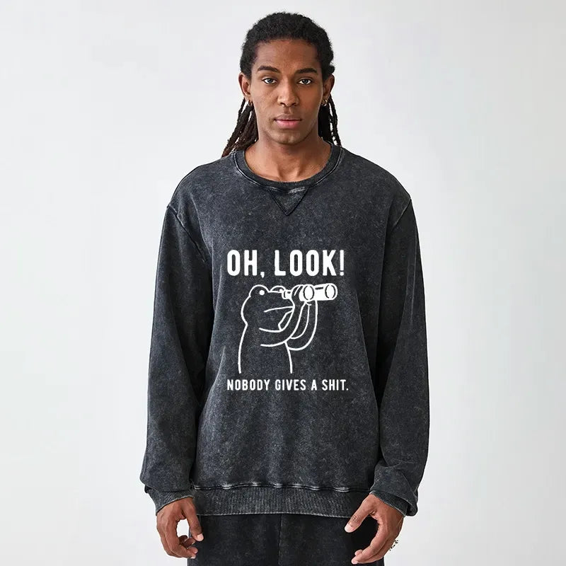Kyoto-Lion Frog of Indifference Washed Terry Sweatshirt
