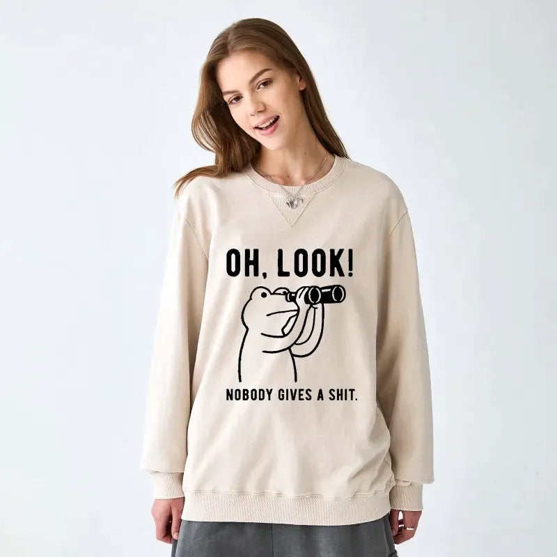 Kyoto-Lion Frog of Indifference Washed Terry Sweatshirt