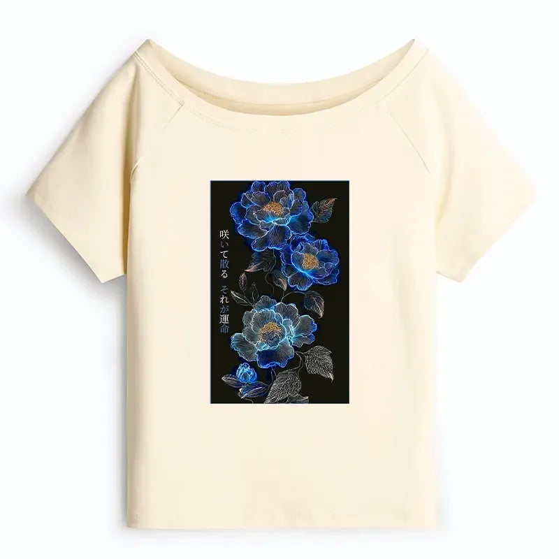 Kyoto-Lion The Sea Of Flowers In The Darkness Off Shoulder T-Shirt