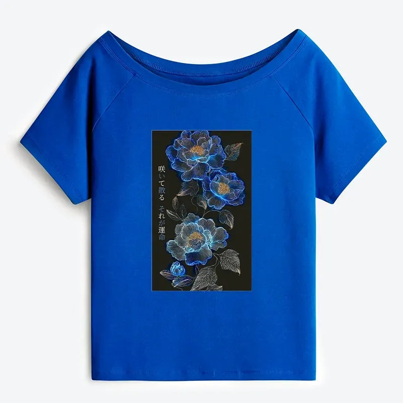 Dark Flower T-Shirt for Summer Vacation