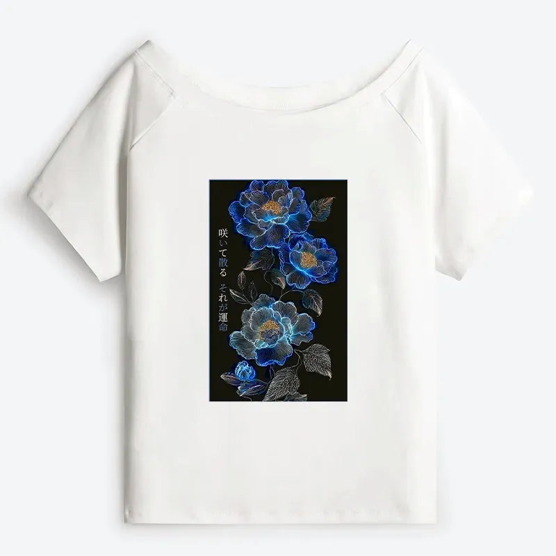 Dark Flower T-Shirt for Summer Vacation