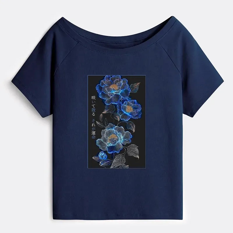 Dark Flower T-Shirt for Summer Vacation