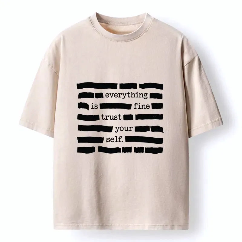 Kyoto-Lion Funny Meme Everything Is Fine Washed T-Shirt
