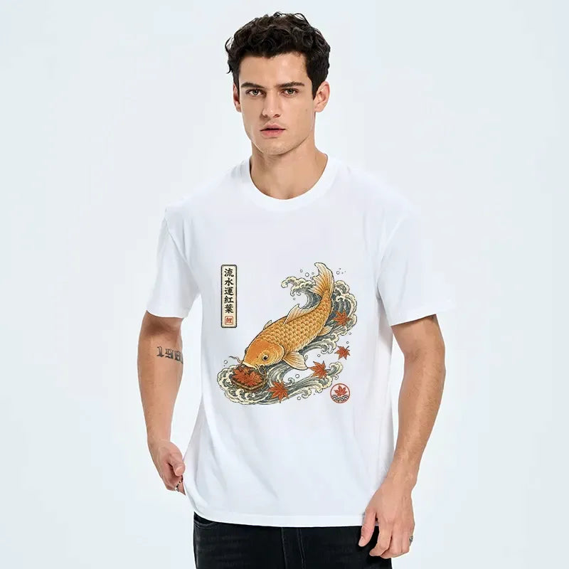 Japanese Koi Carp Wave Art T-Shirt