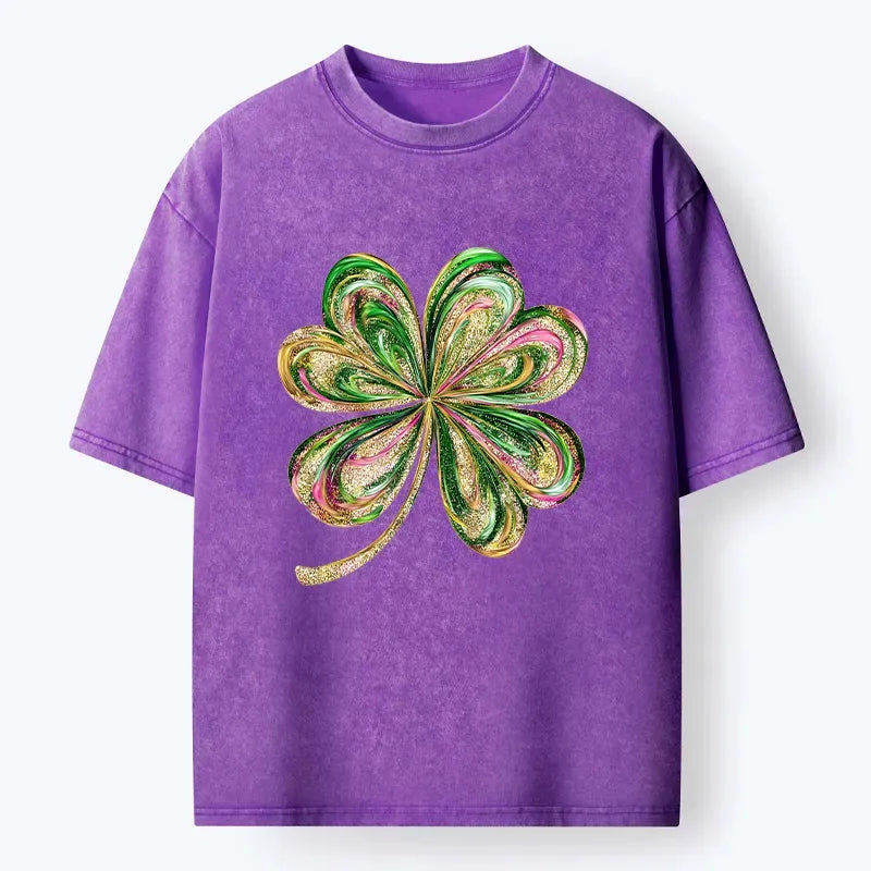 Kyoto-Lion Lucky Four-Leaf Clover Washed T-Shirt