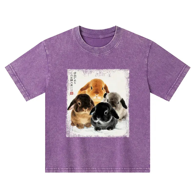 Japanese Ink Wash Rabbit Kids T-Shirt