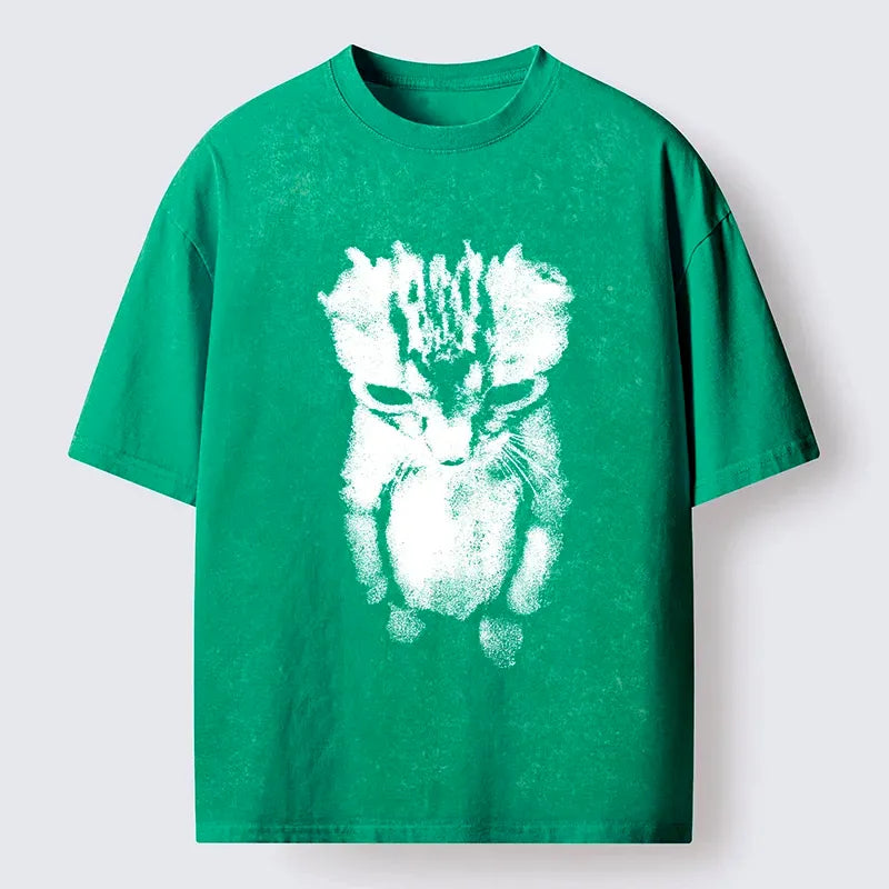 Kyoto-Lion Sad Kitten Meme Washed T-Shirt