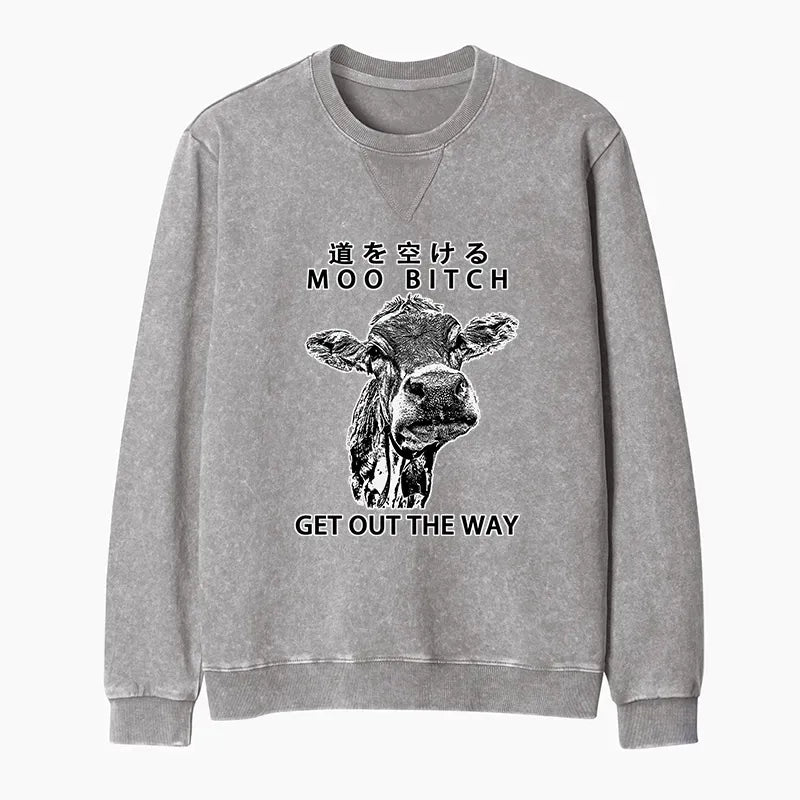 Kyoto-Lion Funny Cow Washed Terry Sweatshirt