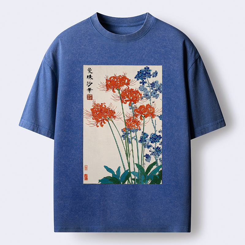 Japanese vintage Kyoto red spider lily tee