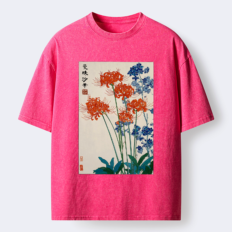 Japanese vintage Kyoto red spider lily tee