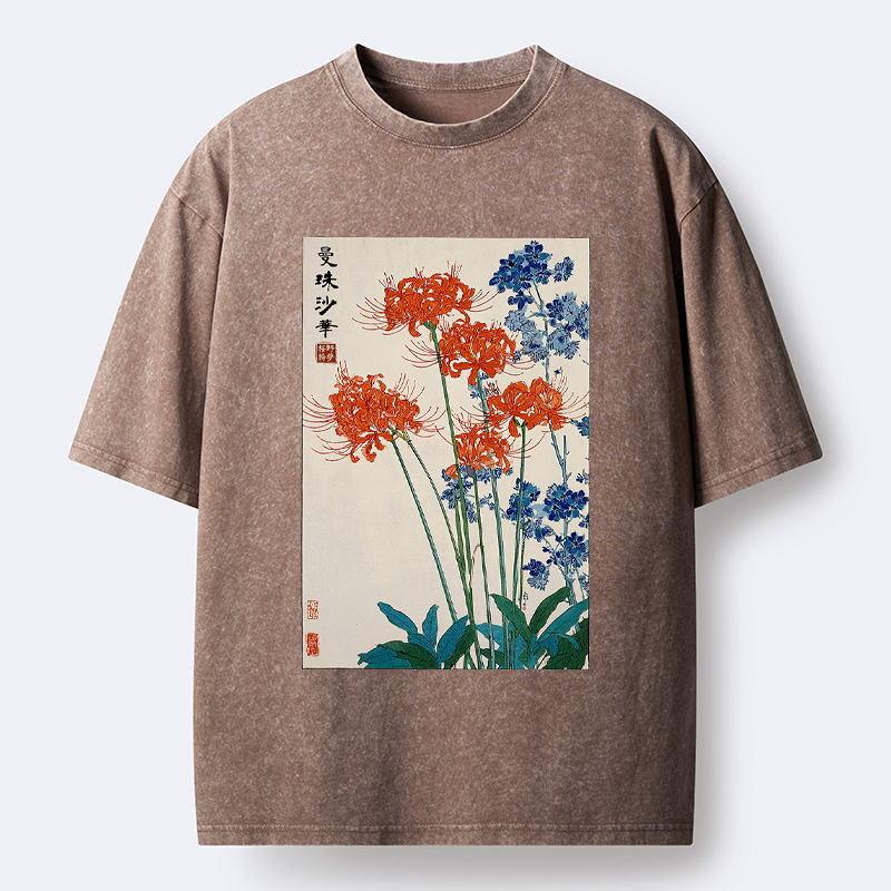 Japanese vintage Kyoto red spider lily tee