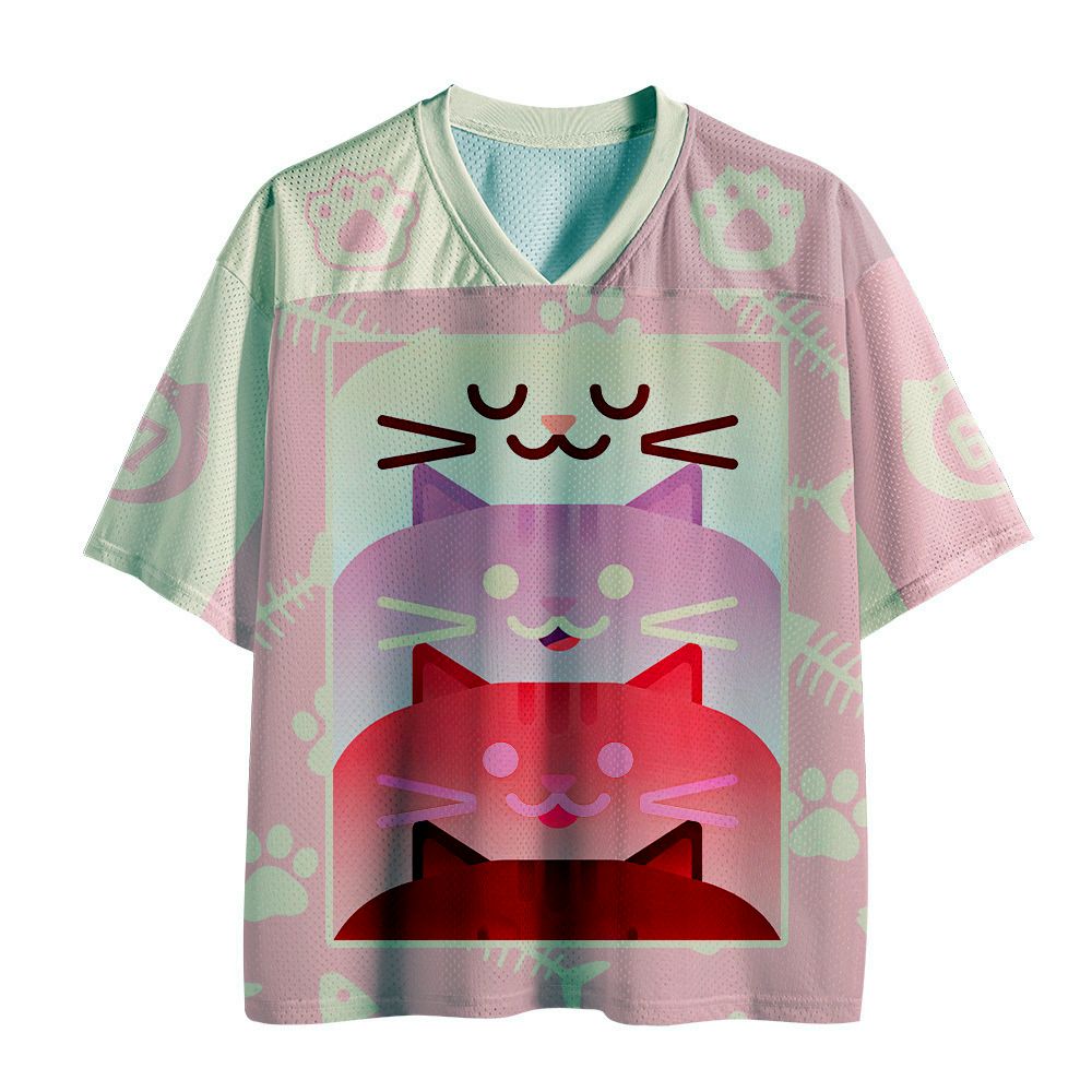 Kyoto-Lion Cute Pink Cats Mesh Jersey