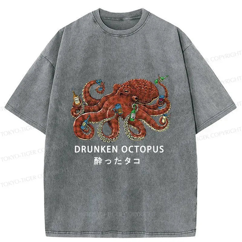 Kyoto Lion Drinking Octopus Retro T-Shirt