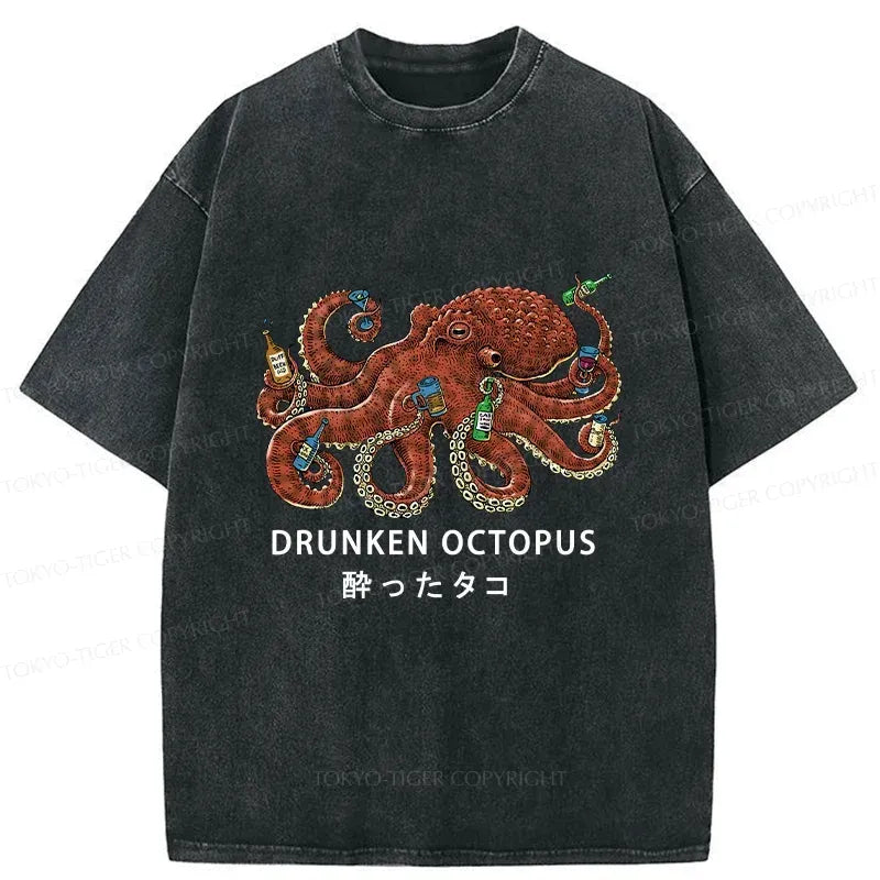Kyoto Lion Drinking Octopus Retro T-Shirt