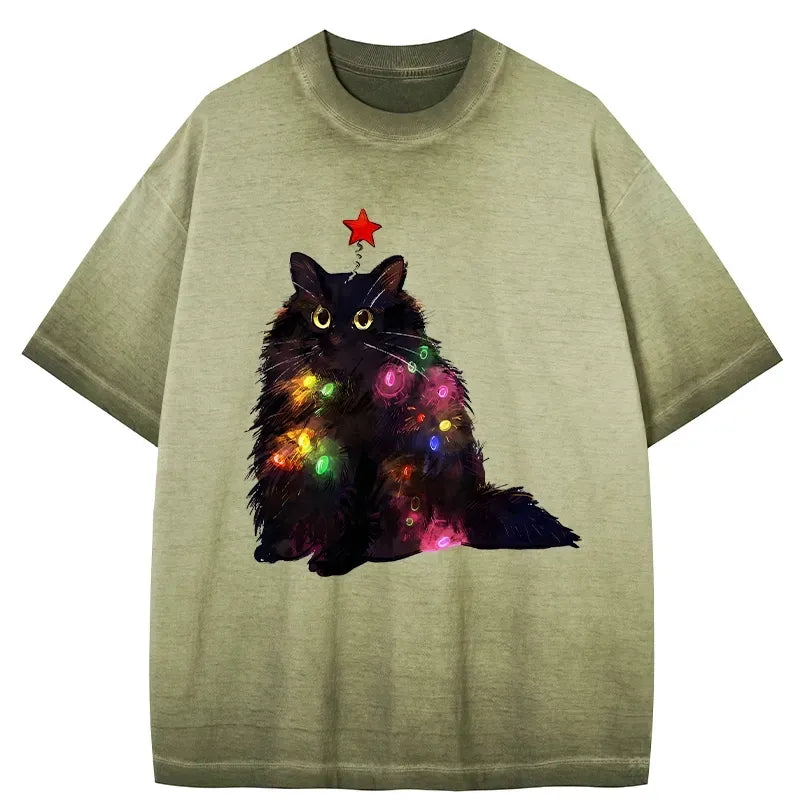 Christmas cat t-shirt for daily wear