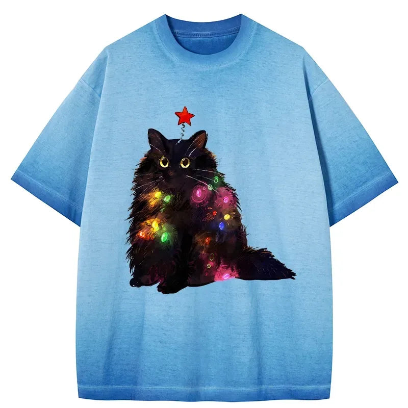 Christmas cat t-shirt for daily wear
