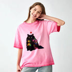 Japanese washed cat shirt free shipping
