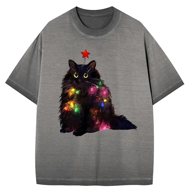 Christmas cat t-shirt for daily wear