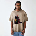Japanese washed cat shirt free shipping