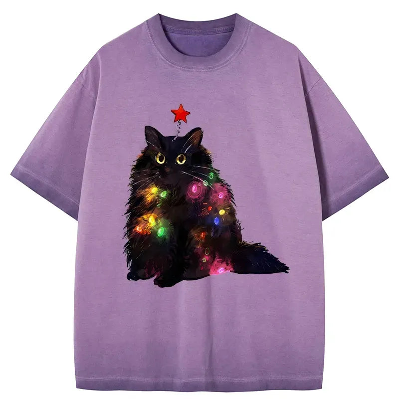 Christmas cat t-shirt for daily wear