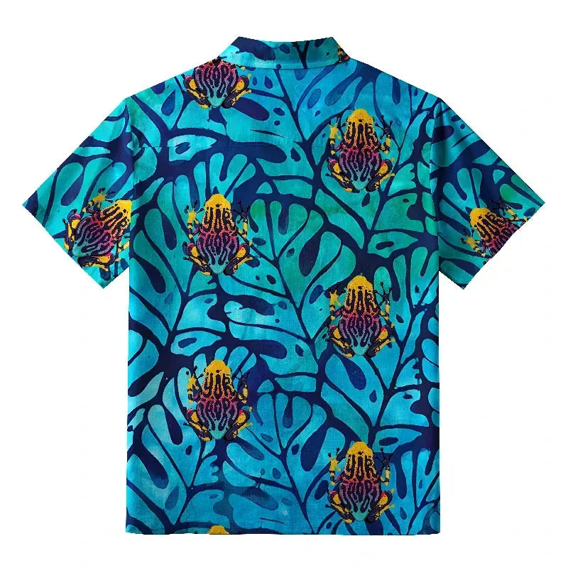 Japanese Frog Button-up Shirt Gift for Him