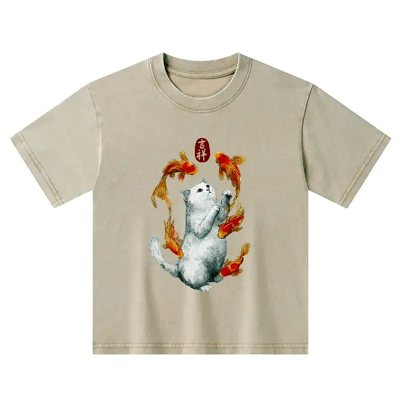 kyoto lion zen cat kids t-shirt