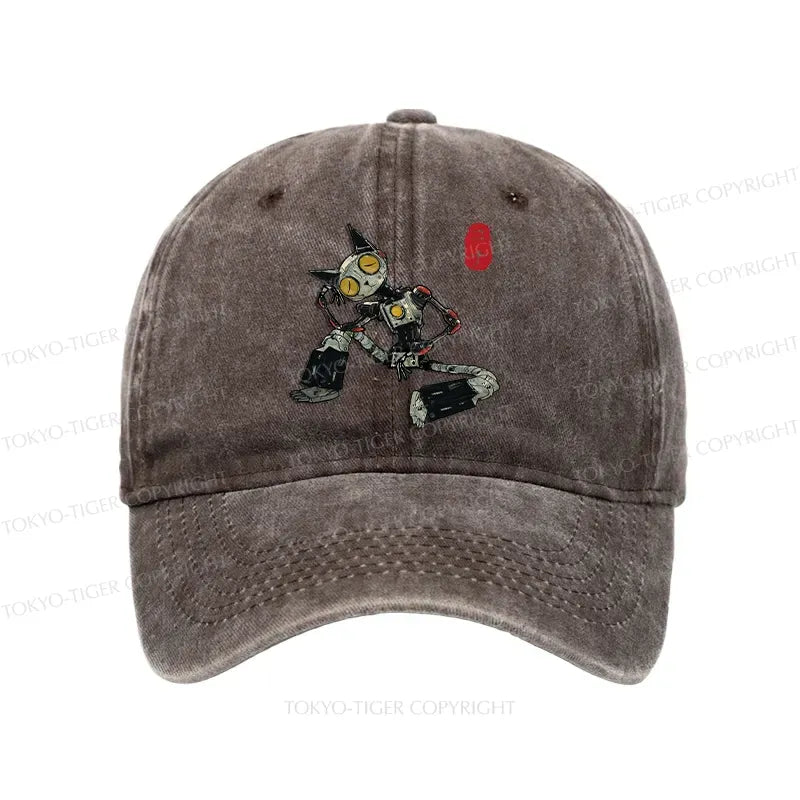 Vintage robot cat cap for daily wear