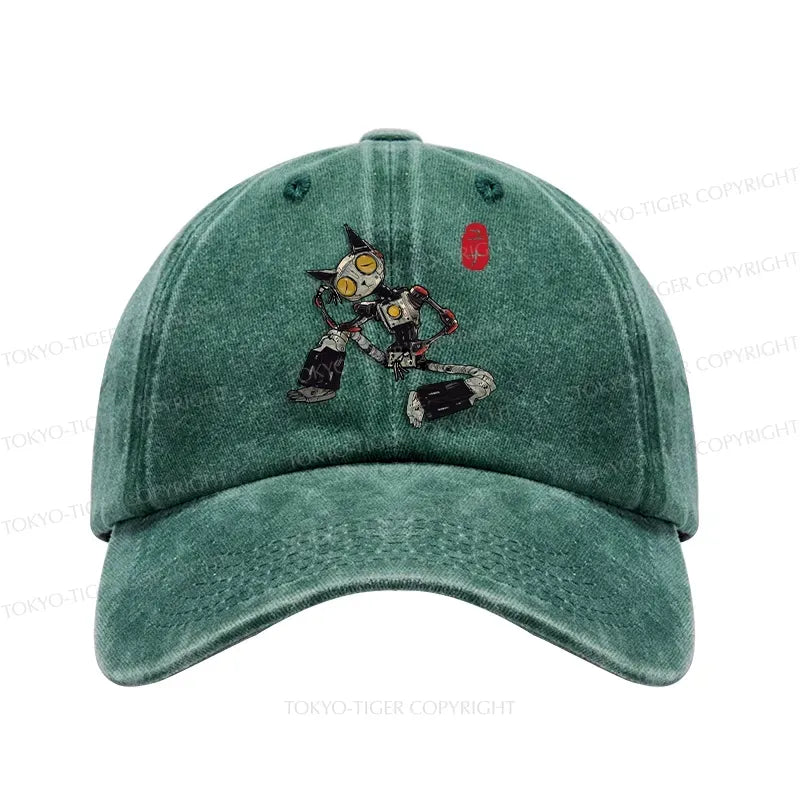 Japanese robot cat washed cap