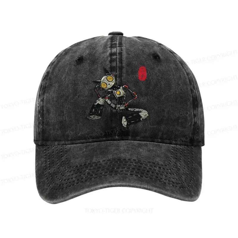 Contemplative robot cat cap on sale