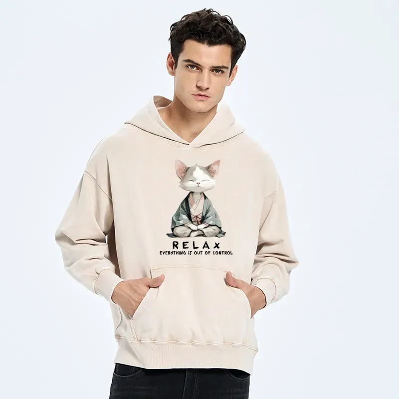 Kyoto-Lion Zen Cat Relaxation£¬Everything's Out Of Control Washed Hoodie