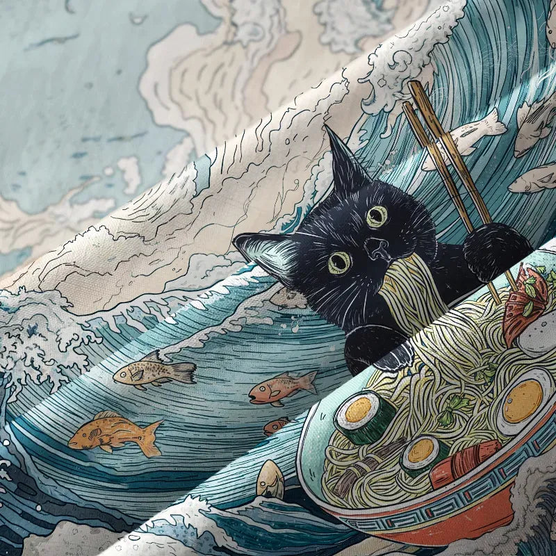 Premium cat ramen shirt for summer vacation