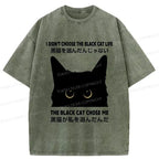 Kyoto-Lion Black Cat Chose Me Washed T-Shirt