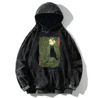Kyoto-Lion Black Cat In The Bamboo Forest Washed Hoodie