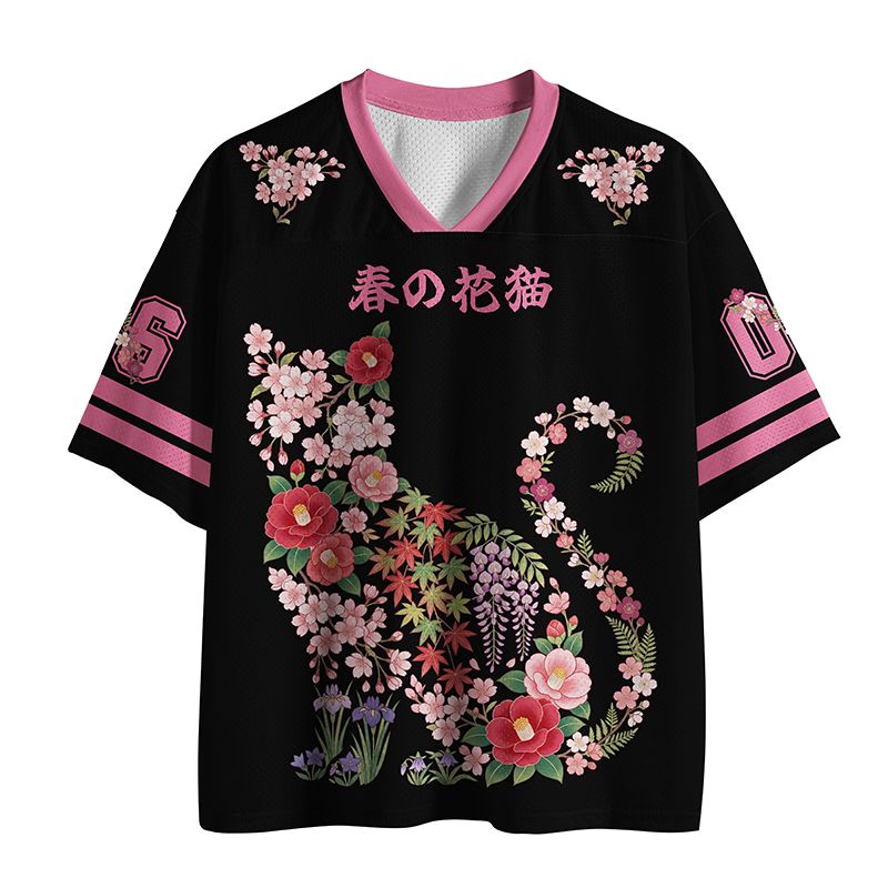 trendy cat mesh jersey for streetwear