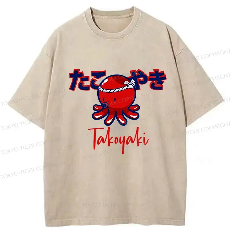 Kyoto-Lion Japanese Traditional Takoyaki Washed T-Shirt