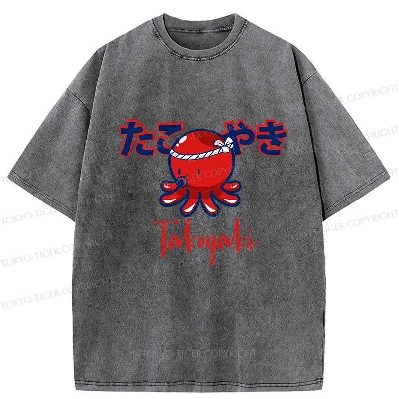 Kyoto-Lion Japanese Traditional Takoyaki Washed T-Shirt