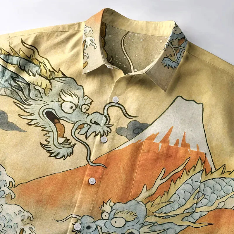 Traditional Kyoto Dragon Shirt for Casual Wear