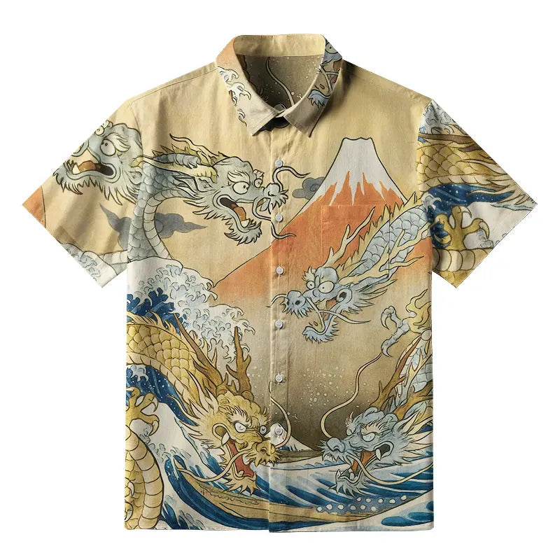 Premium Quality Japanese Dragon Print Shirt